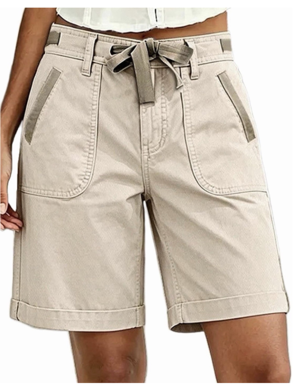 Flamingals Bermuda Mid Rise Roll Hem Cargo Patch Pocket Shorts XL